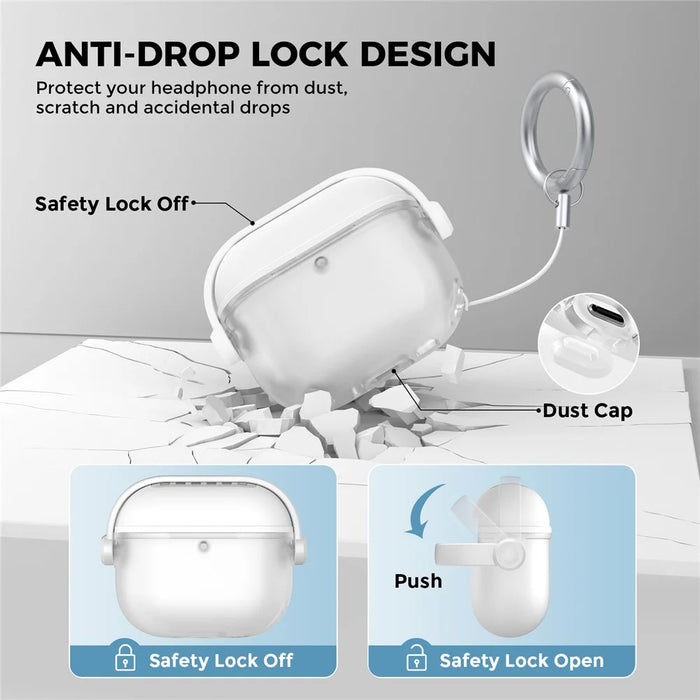 AHASTYLE WG174 For AirPods 4 Silicone Earphone Case Transparent Separable Protective Cover - White - 3