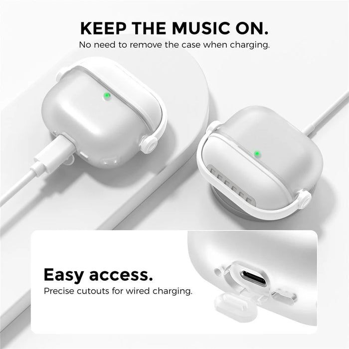 AHASTYLE WG174 For AirPods 4 Silicone Earphone Case Transparent Separable Protective Cover - White - 5