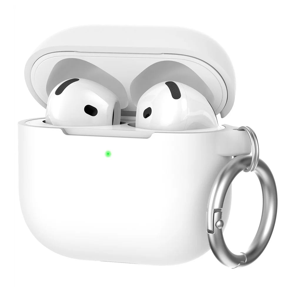 AHASTYLE PT196 For AirPods 4 Silicone Protective Case One Piece Design Earbuds Cover - White - 1