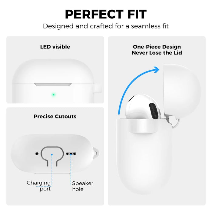 AHASTYLE PT196 For AirPods 4 Silicone Protective Case One Piece Design Earbuds Cover - White - 3
