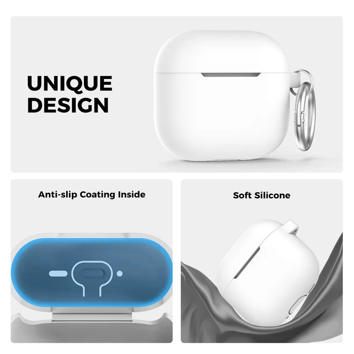 AHASTYLE PT196 For AirPods 4 Silicone Protective Case One Piece Design Earbuds Cover - White - 4