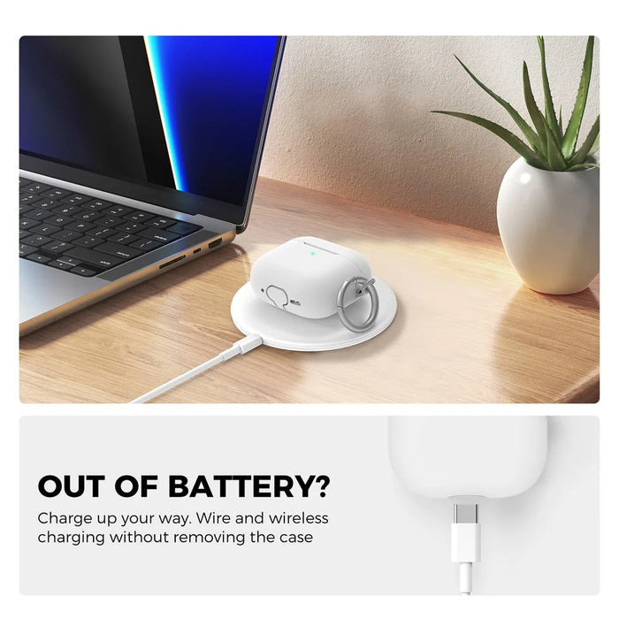 AHASTYLE PT196 For AirPods 4 Silicone Protective Case One Piece Design Earbuds Cover - White - 5