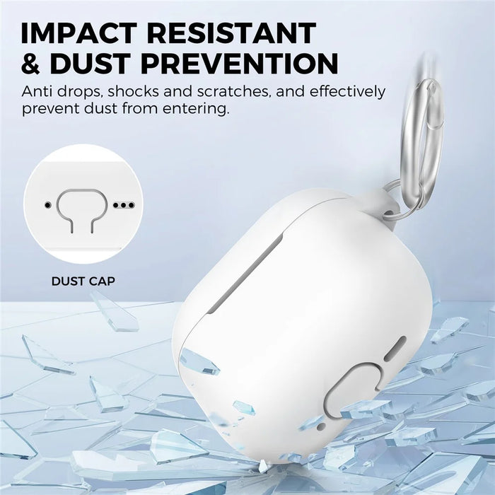 AHASTYLE PT196 For AirPods 4 Silicone Protective Case One Piece Design Earbuds Cover - White - 6
