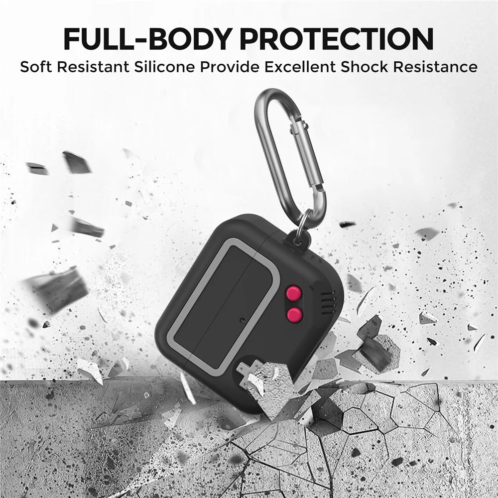 AHASTYLE JY15 For AirPods 3 Silicone Case Precise Cutouts Anti Drop Earphone Cover with Carabiner - Black - 4