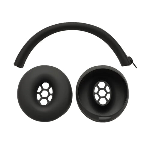 For Beats Solo3 Headphones Silicone Protective Cover Set 2Pcs Earpad Cushion Covers + Headband Sleeve - Black - 1