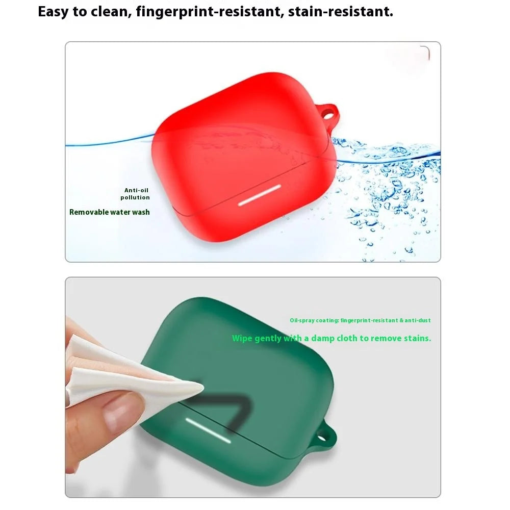 For Anker Soundcore K20i Protective Case Bluetooth-Compatible Earphone Silicone Cover with Hook - Red - 3