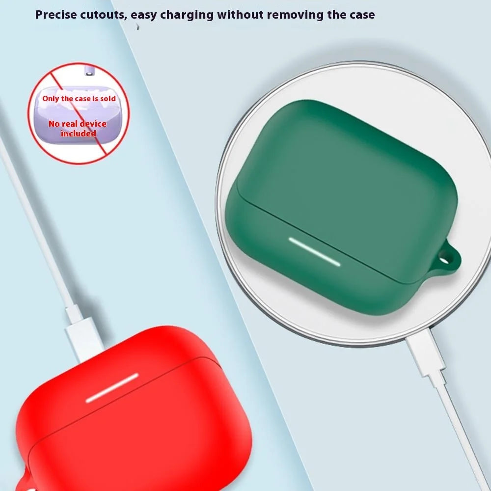 For Anker Soundcore K20i Protective Case Bluetooth-Compatible Earphone Silicone Cover with Hook - Red - 4