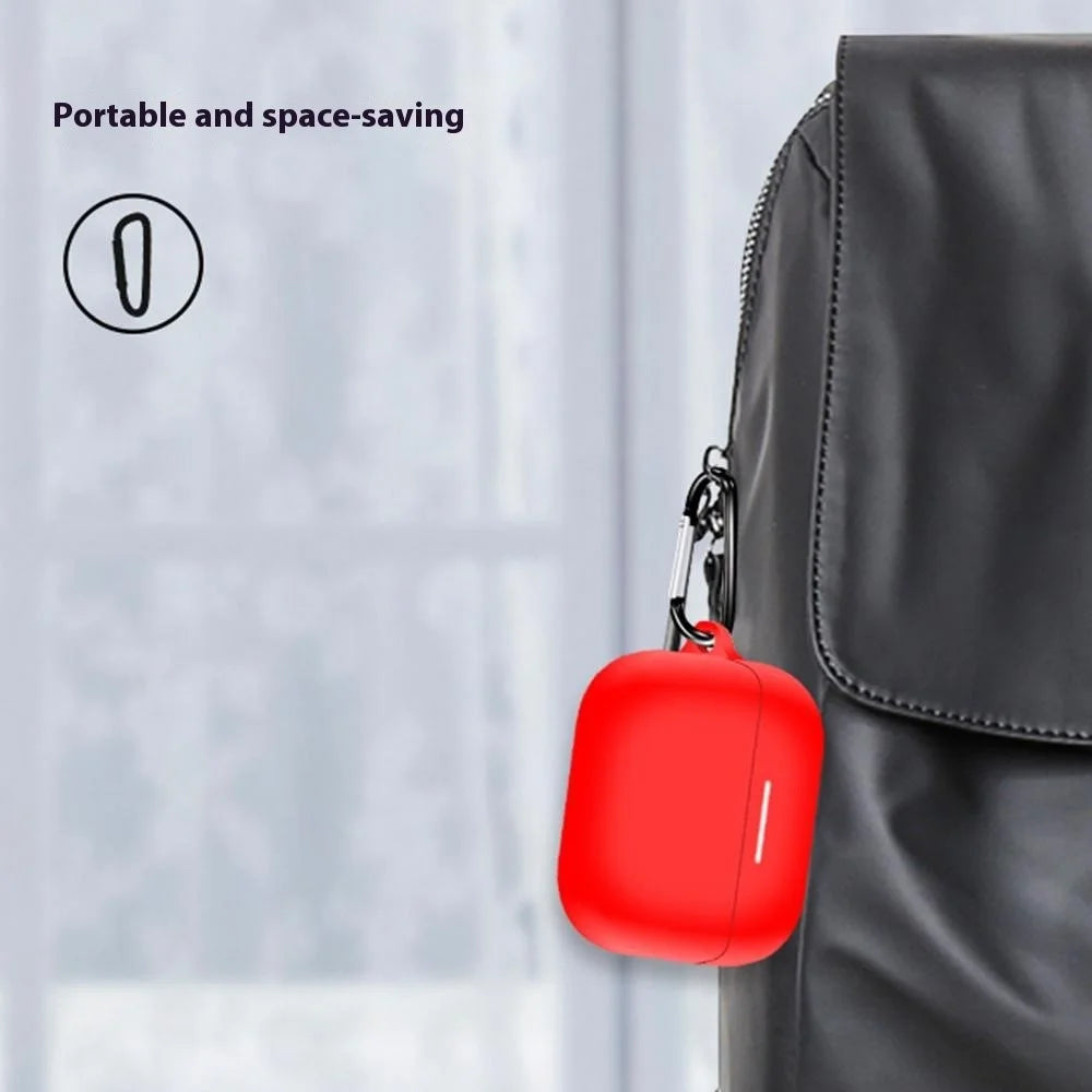 For Anker Soundcore K20i Protective Case Bluetooth-Compatible Earphone Silicone Cover with Hook - Red - 5