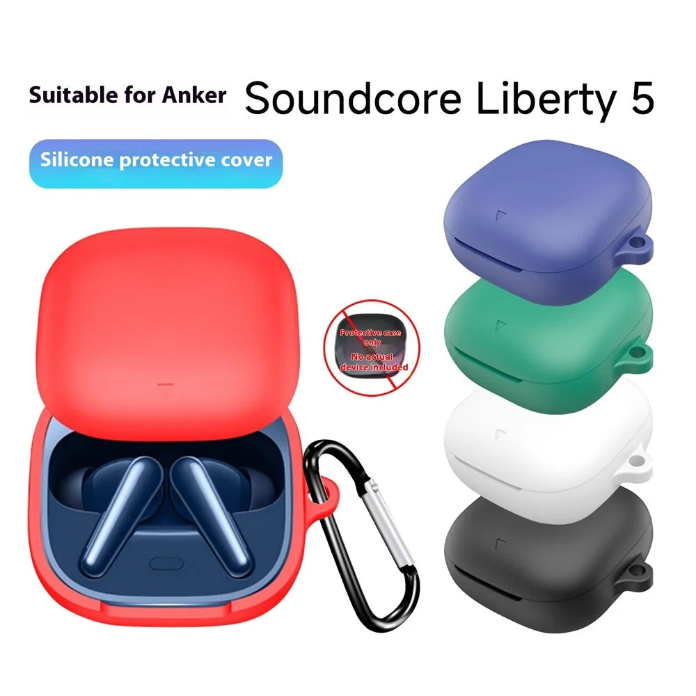 For Anker Soundcore Liberty 5 Protective Case Bluetooth-Compatible Earphone Silicone Cover with Hook - Dark Blue - 5