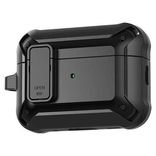 For AirPods Pro 3  Case TPU + PC Anti-Drop Earphone Cover with Buckle - Black - 1