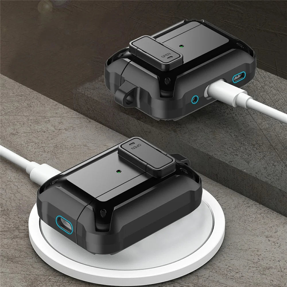 For AirPods Pro 3  Case TPU + PC Anti-Drop Earphone Cover with Buckle - Black - 2
