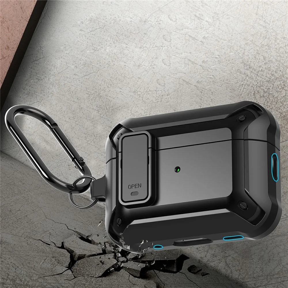 For AirPods Pro 3  Case TPU + PC Anti-Drop Earphone Cover with Buckle - Black - 4