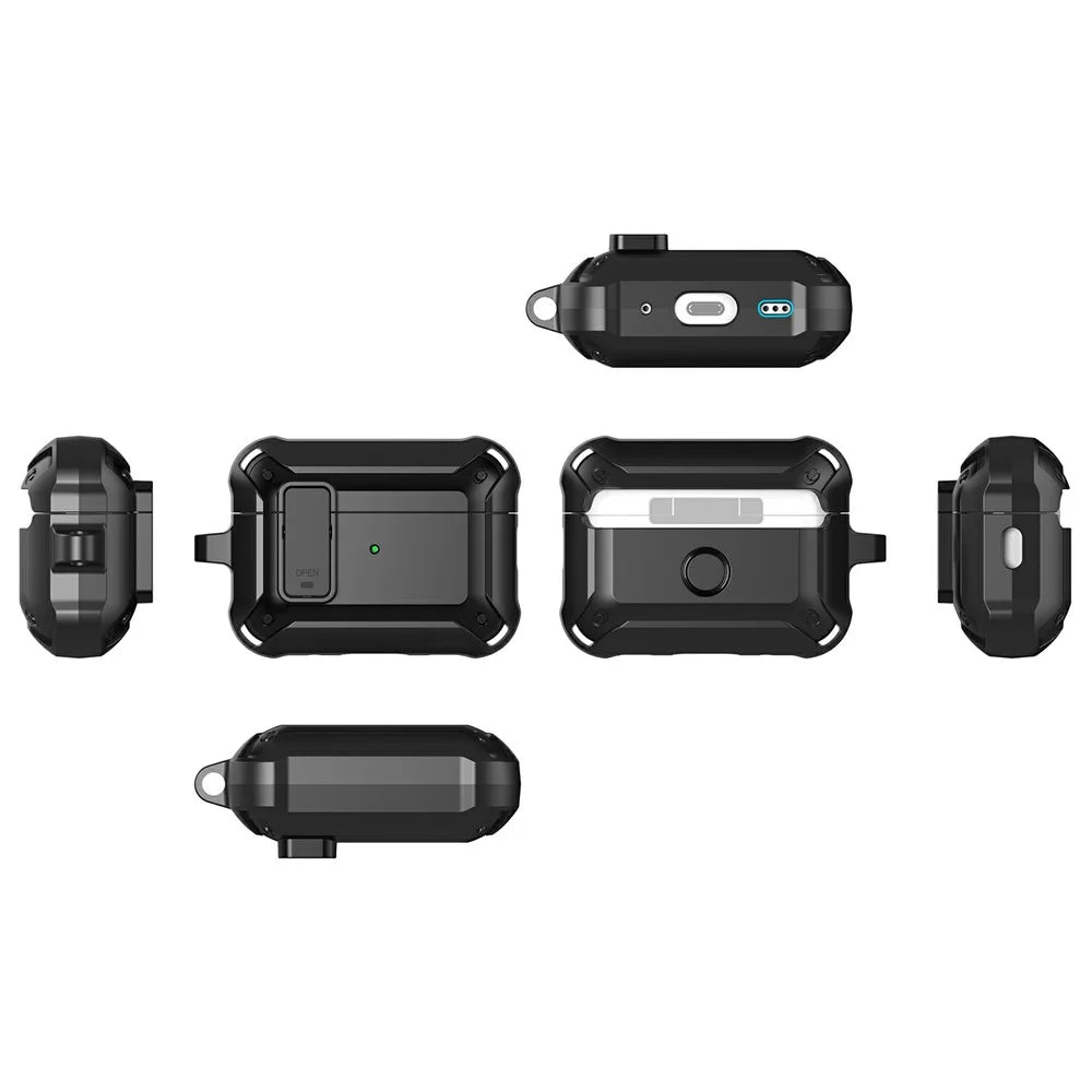 For AirPods Pro 3  Case TPU + PC Anti-Drop Earphone Cover with Buckle - Black - 6