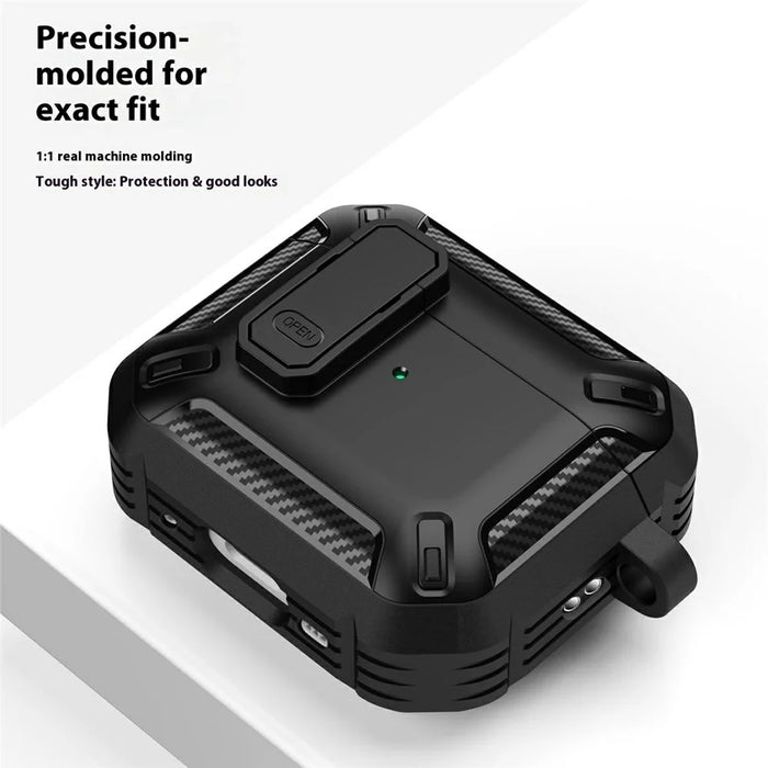 For AirPods Pro 3 TPU + PC Earphone Protective Case Earbud Charging Box Drop-Proof Cover with Carabiner - Red - 4