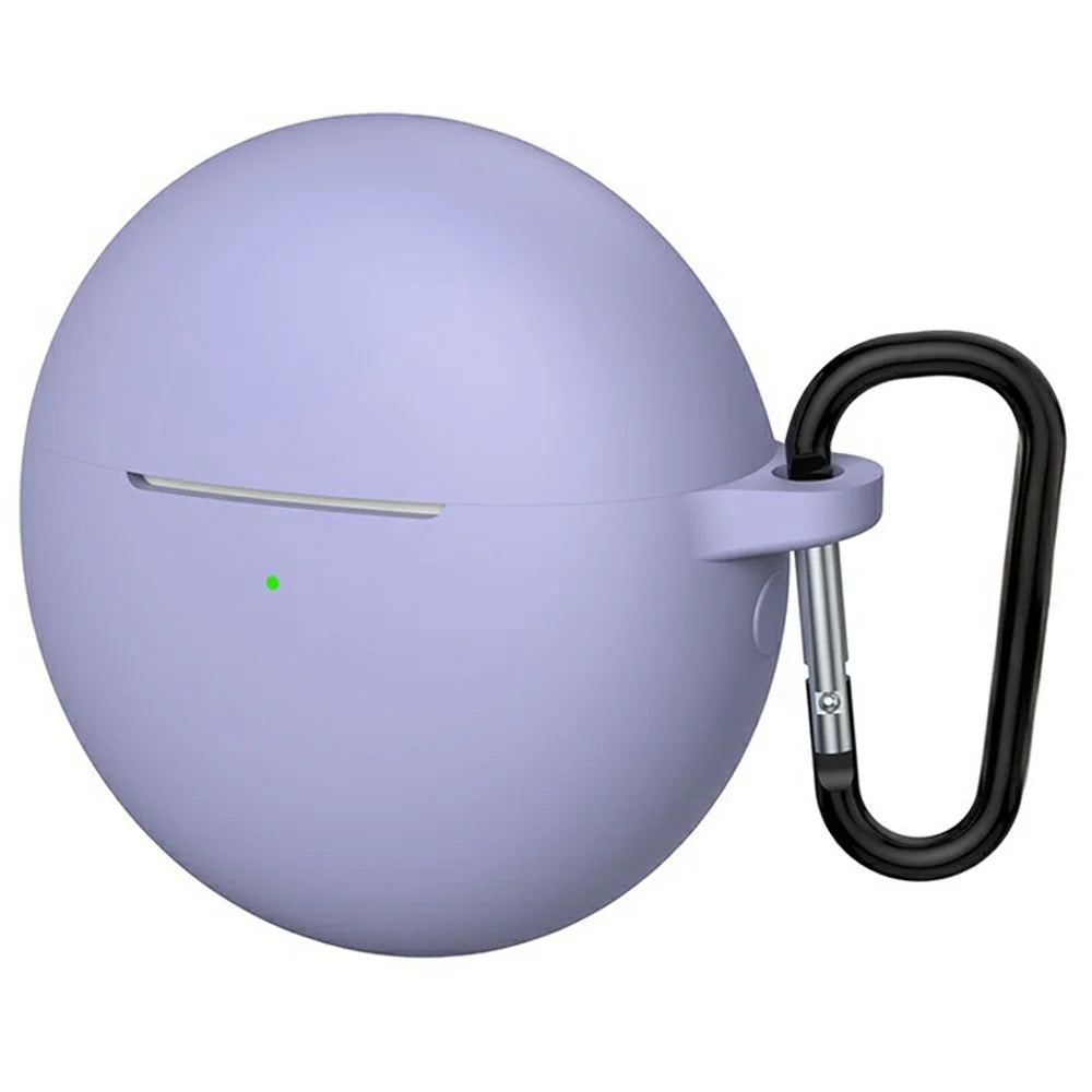 For Huawei FreeBuds 7i Silicone Case Wireless Earphone Anti-Scratch Protective Cover with Carabiner - Purple - 1
