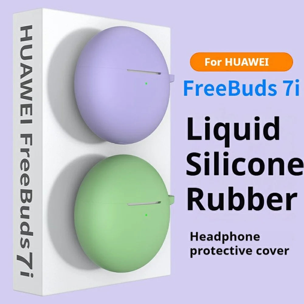 For Huawei FreeBuds 7i Silicone Case Wireless Earphone Anti-Scratch Protective Cover with Carabiner - Purple - 2