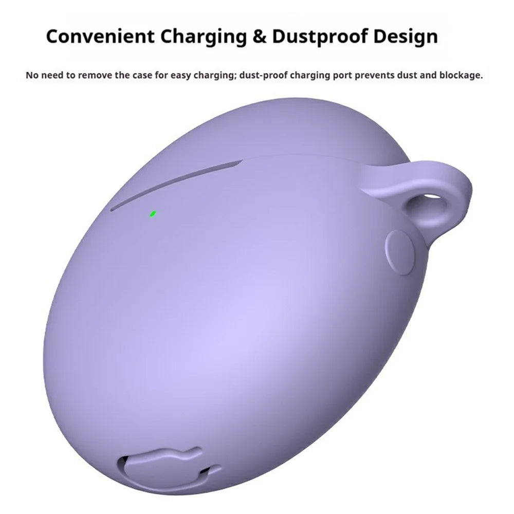 For Huawei FreeBuds 7i Silicone Case Wireless Earphone Anti-Scratch Protective Cover with Carabiner - Purple - 3