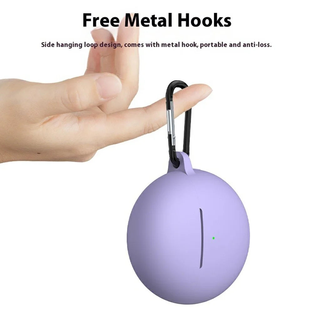 For Huawei FreeBuds 7i Silicone Case Wireless Earphone Anti-Scratch Protective Cover with Carabiner - Purple - 7