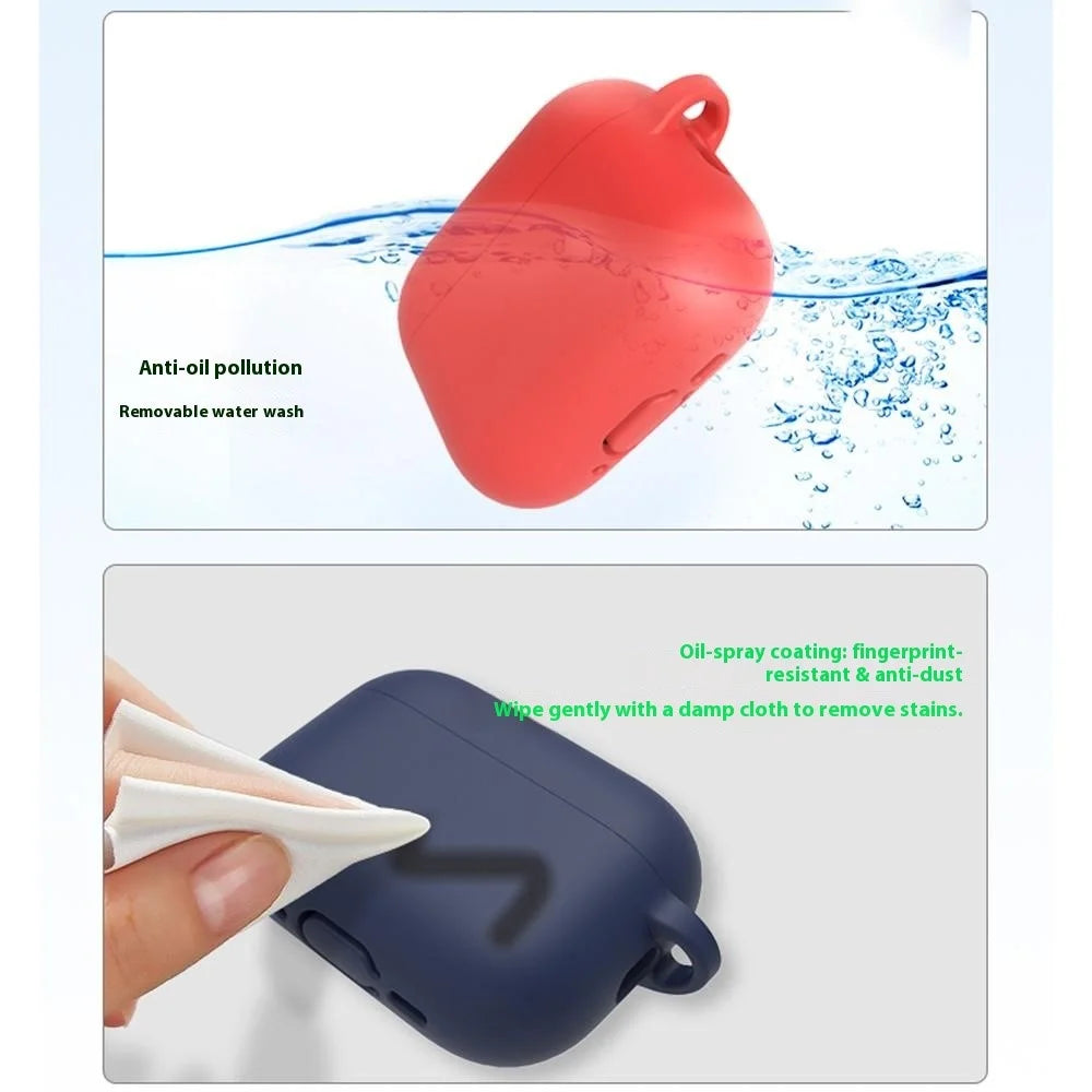 For AirPods Pro 3 Protective Case Bluetooth-Compatible Earphone Silicone Cover with Hook - Red - 3