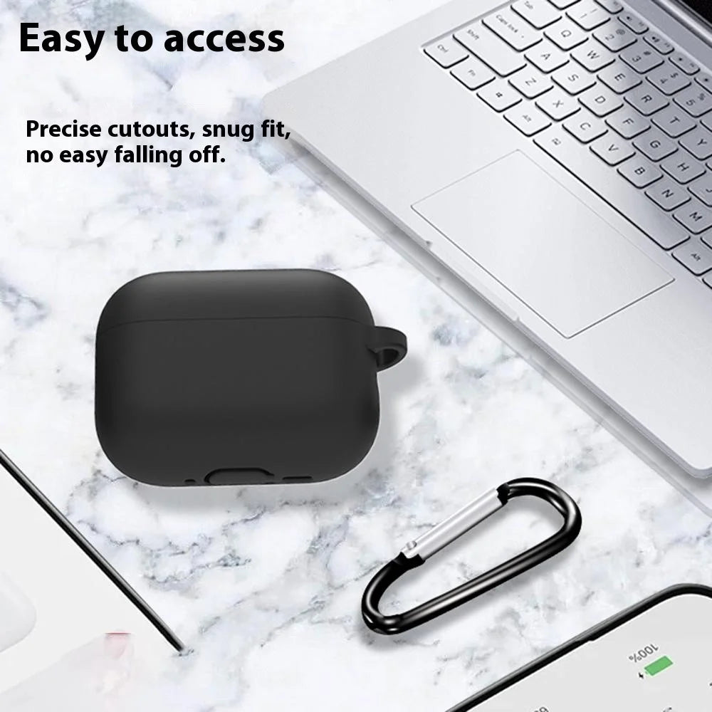 For AirPods Pro 3 Protective Case Bluetooth-Compatible Earphone Silicone Cover with Hook - Red - 5