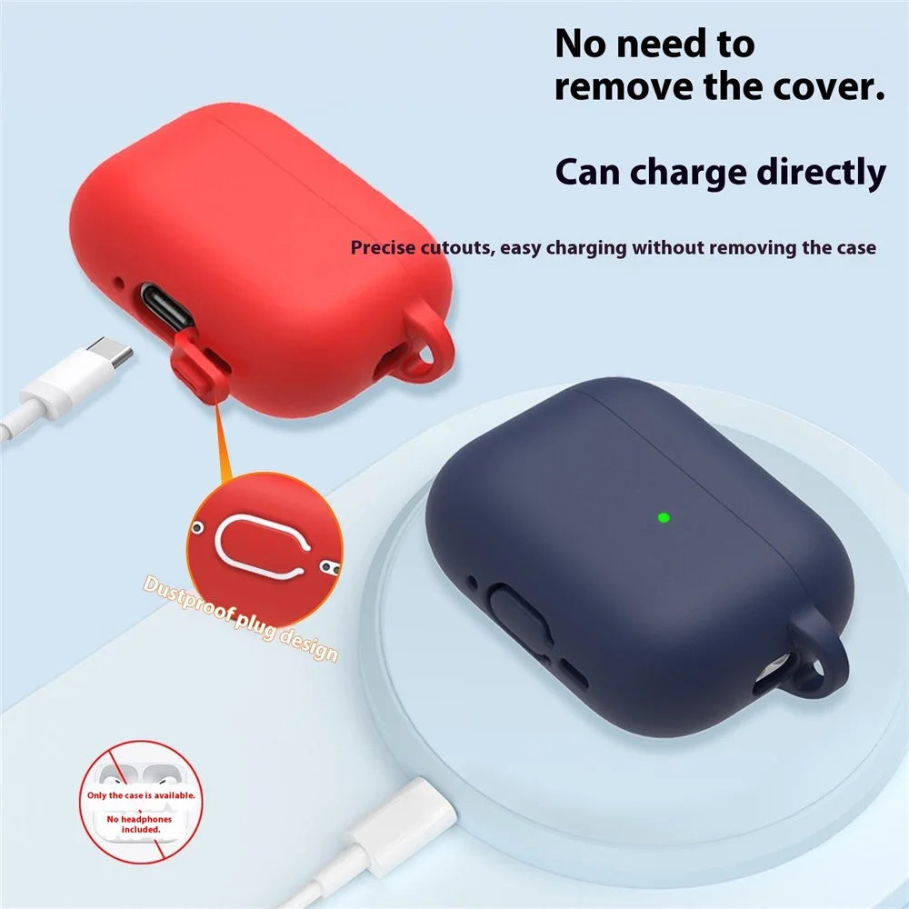 For AirPods Pro 3 Protective Case Bluetooth-Compatible Earphone Silicone Cover with Hook - Red - 6