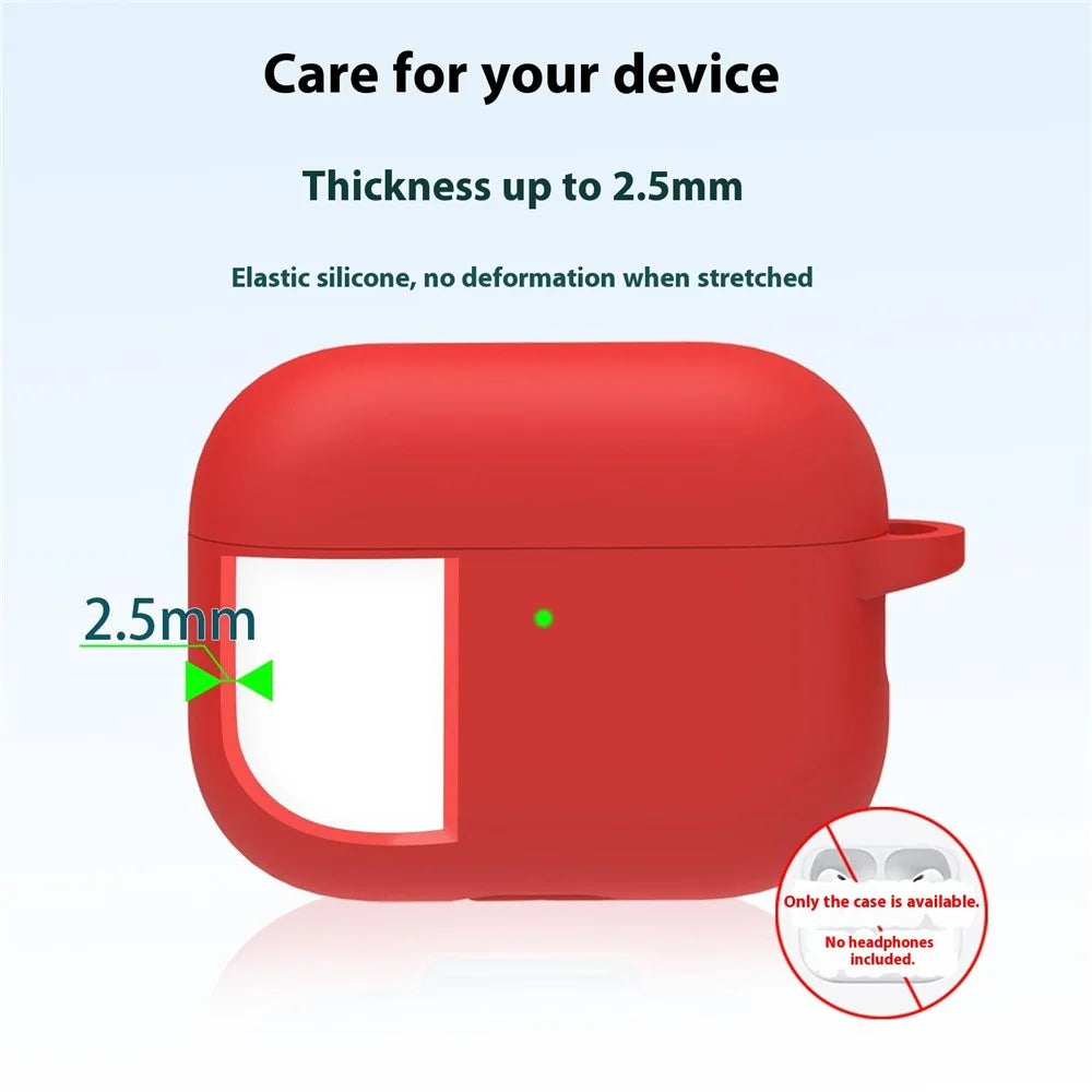 For AirPods Pro 3 Protective Case Bluetooth-Compatible Earphone Silicone Cover with Hook - Red - 7
