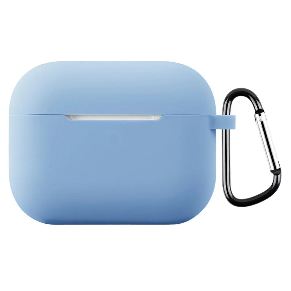 For AirPods Pro 3 Silicone Case with Carabiner Ultra Thin 1.3mm Earphone Protective Cover - Sky Blue - 1
