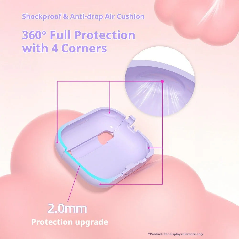 For AirPods Pro 3 Case Butterfly Pattern 2.0mm Thick Silicone Earphones Cover with Carabiner - Pink - 4