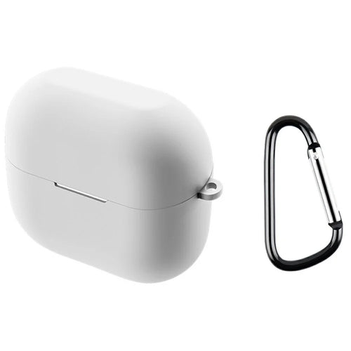 For Samsung Galaxy Buds3 FE Silicone Case Wireless Earphone Anti-Scratch Protective Cover with Carabiner - White - 1