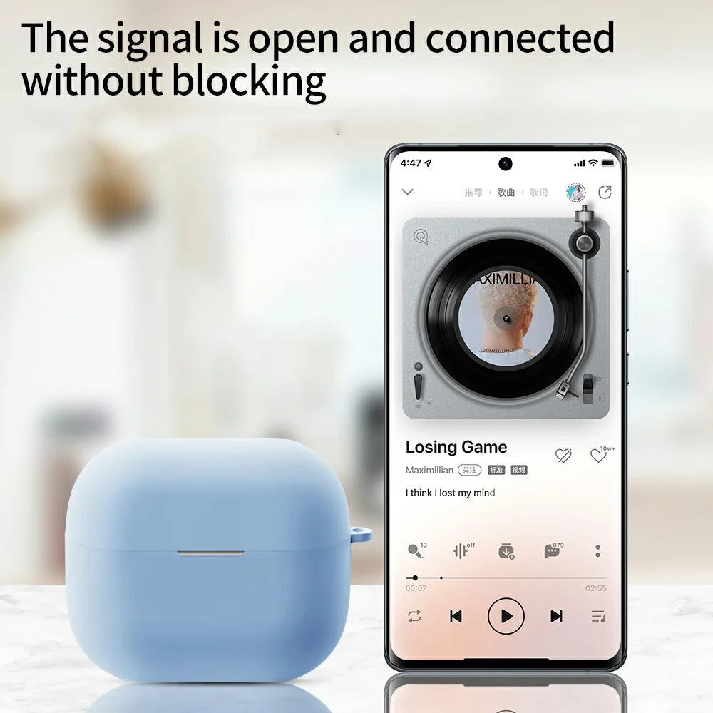 For Samsung Galaxy Buds3 FE Silicone Case Wireless Earphone Anti-Scratch Protective Cover with Carabiner - White - 7