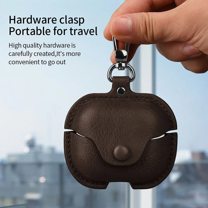 For Samsung Galaxy Buds3 FE Earphone Case Business Leather + PC Protective Cover - Dark Brown - 4