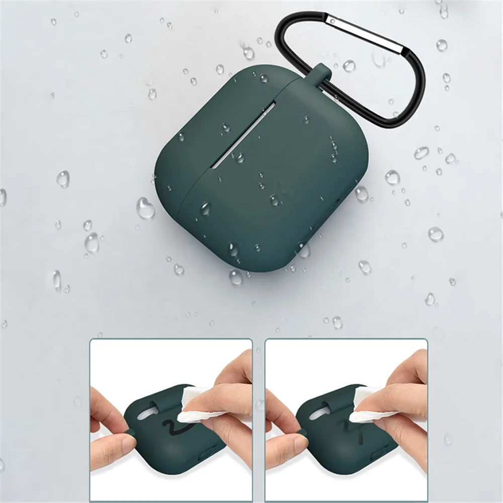 Bluetooth-compatible Earphone Protective Case Silicone Cover with Carabiner for Apple AirPods 3 - Green - 3