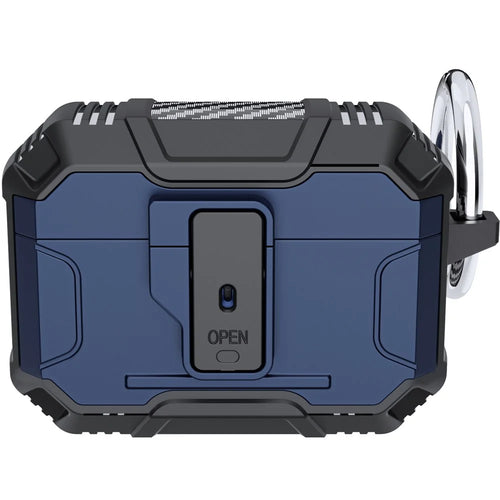 For AirPods Pro 3 TPU + PC Drop Proof Cover One-Click Open Earphone Case with Hook - Blue - 1