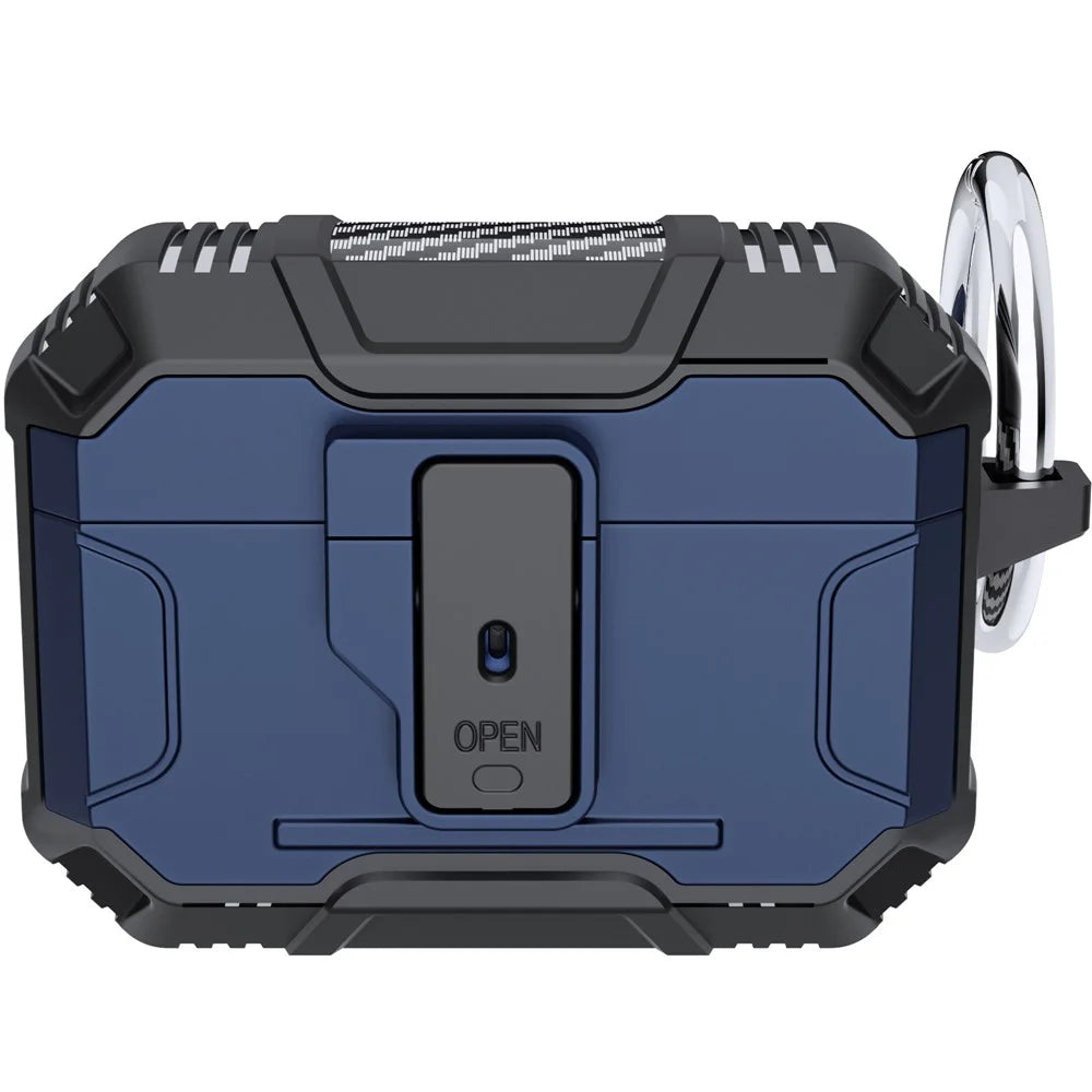 For AirPods Pro 3 TPU + PC Drop Proof Cover One-Click Open Earphone Case with Hook - Blue - 1