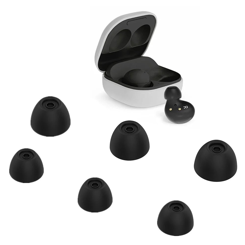 6Pcs Replacement Earbuds Tips Soft Silicone Earphone Caps Cover for Samsung Galaxy Buds2 - Black - 1