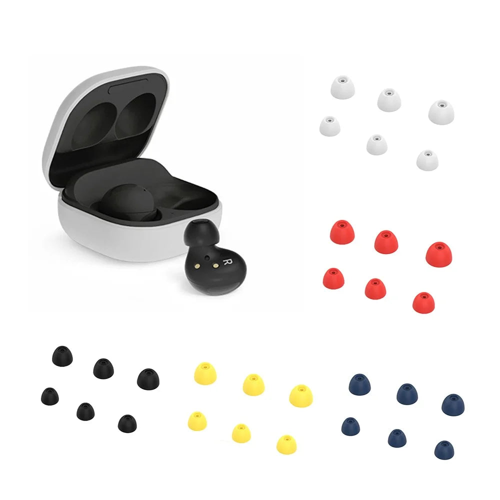 6Pcs Replacement Earbuds Tips Soft Silicone Earphone Caps Cover for Samsung Galaxy Buds2 - Black - 3