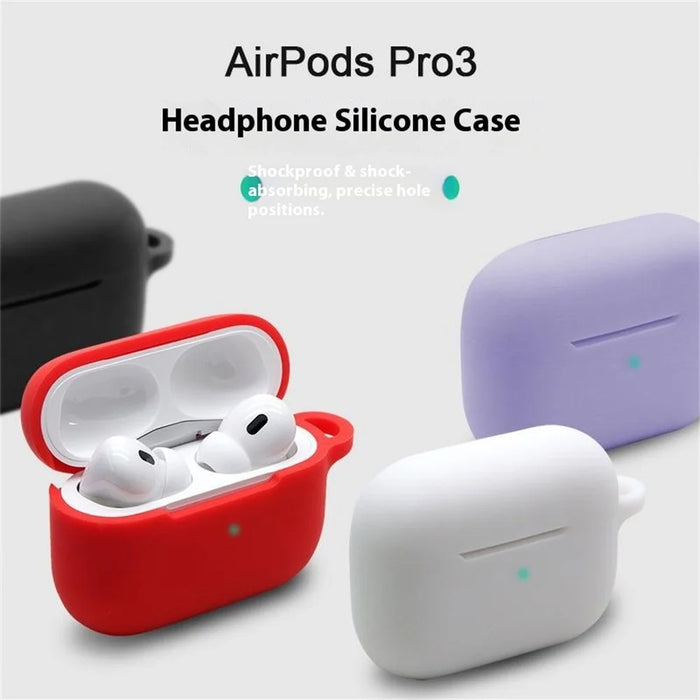 For Apple AirPods Pro 3 Earphone Case Anti Drop Silicone Protective Cover with Dust Plug - Red - 3