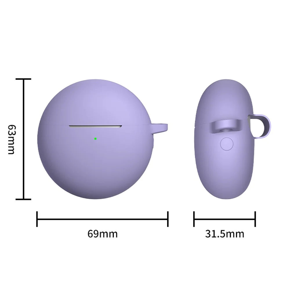 For Huawei FreeBuds 7i Silicone Case Wireless Earphones Protective Cover with Anti-Lost Buckle - Purple - 3