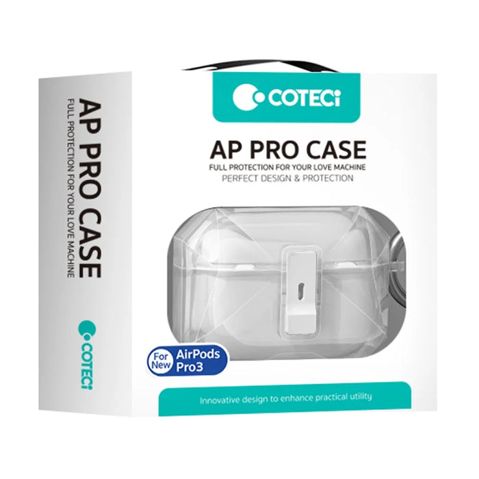 COTECI For AirPods Pro 3 Diamond Protective Case Anti Drop Locking PC Earbuds Cover with Metal Hook - Transparent - 5