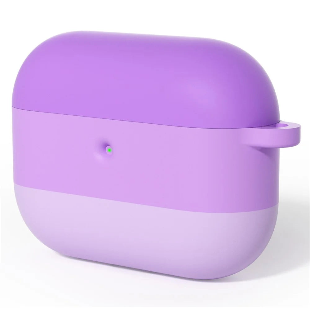 For AirPods Pro 3 Silicone Case Gradient Shockproof Earphone Cover with Carabiner - Gradient Purple - 1