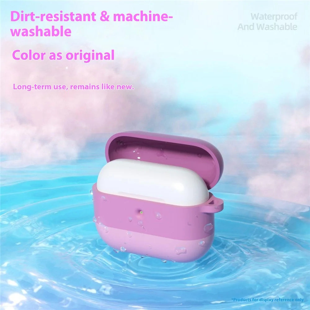 For AirPods Pro 3 Silicone Case Gradient Shockproof Earphone Cover with Carabiner - Gradient Purple - 3