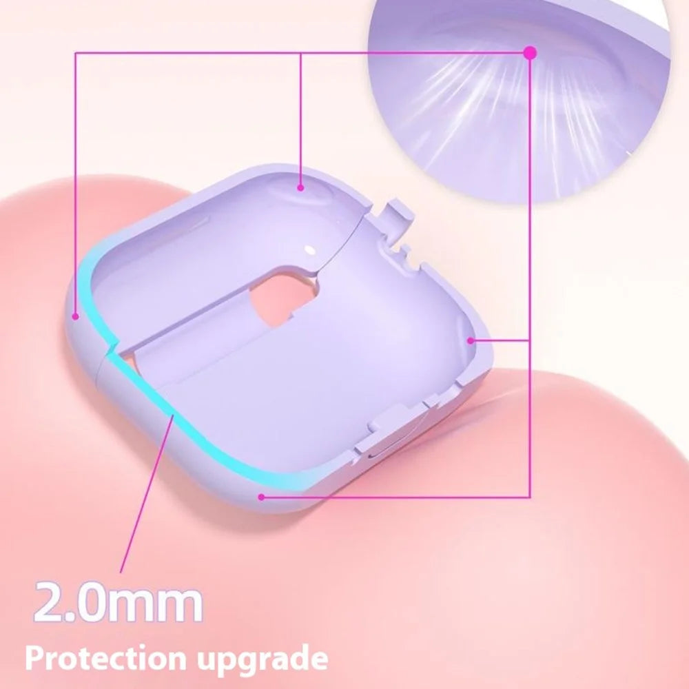 For AirPods Pro 3 Silicone Case Gradient Shockproof Earphone Cover with Carabiner - Gradient Purple - 5