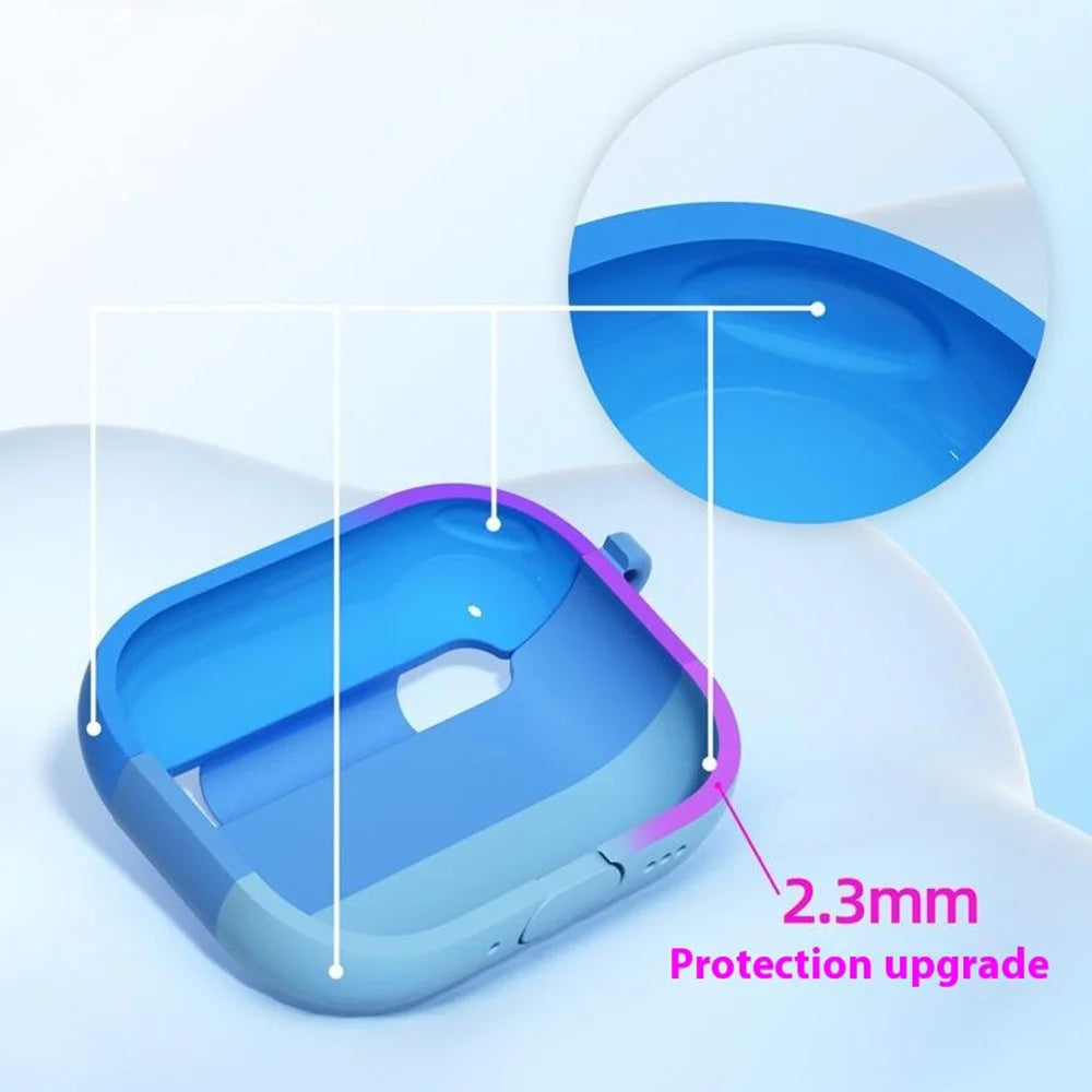 For AirPods Pro 3 Silicone Case Gradient Shockproof Earphone Cover with Carabiner - Gradient Purple - 6