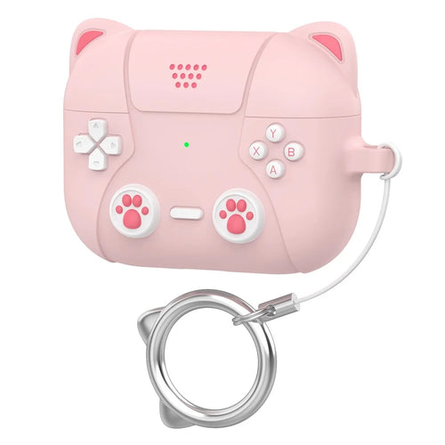 For AirPods Pro 3 Earphone Case Cute Cartoon Cat Paw Silicone Cover with Keychain - Light Pink - 1