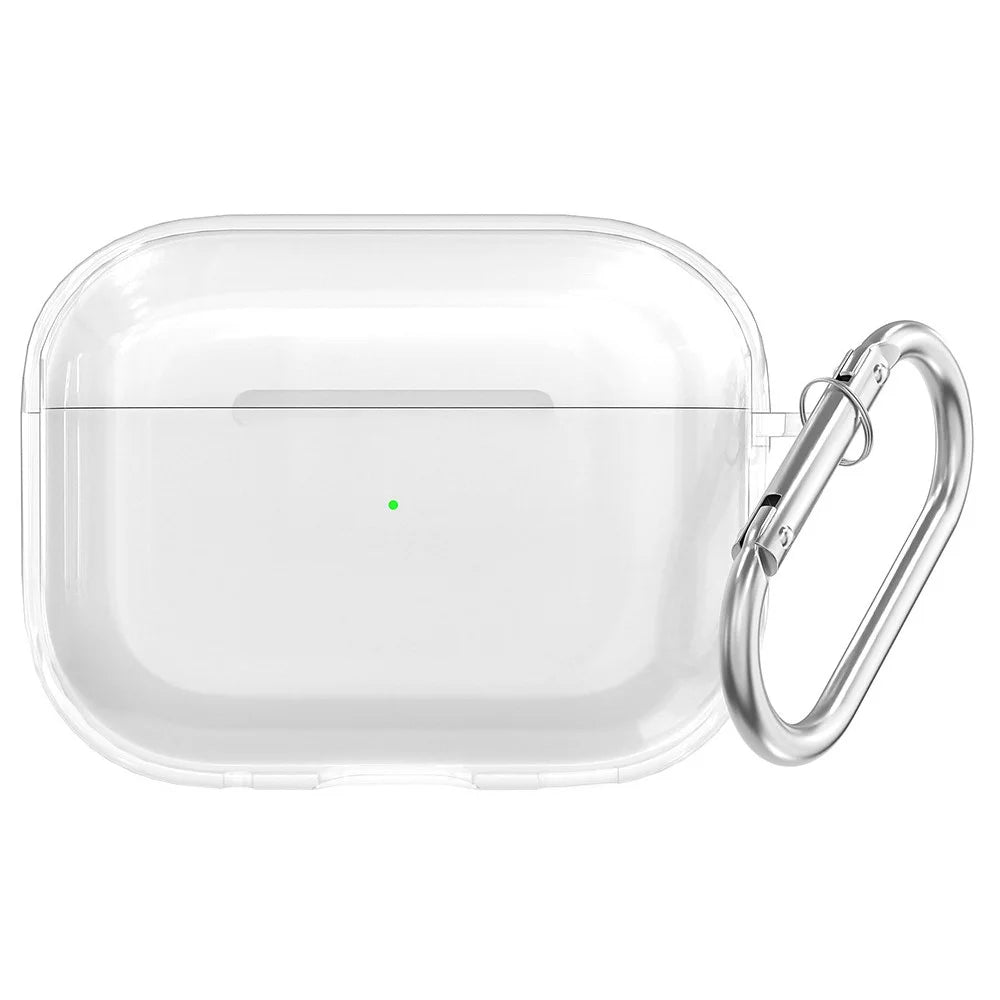 For AirPods Pro 3 Case Clear TPU Shockproof Earphone Protective Cover with Carabiner - 1
