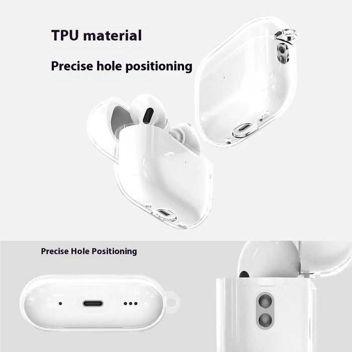 For AirPods Pro 3 Case Clear TPU Shockproof Earphone Protective Cover with Carabiner - 3