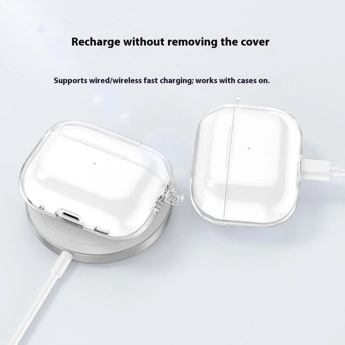For AirPods Pro 3 Case Clear TPU Shockproof Earphone Protective Cover with Carabiner - 5