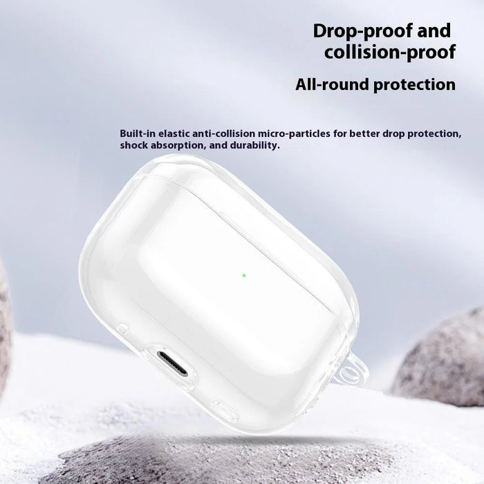 For AirPods Pro 3 Case Clear TPU Shockproof Earphone Protective Cover with Carabiner - 6