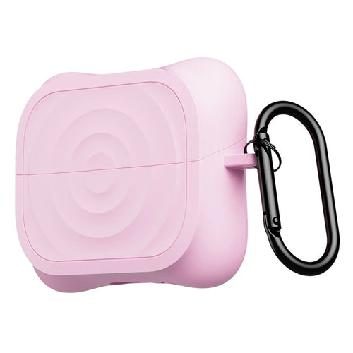 Silicone Case for Samsung Galaxy Buds3 FE / Buds3 Pro / Buds3 Wave Texture Earphone Protective Cover with Carabiner - Pink - 1