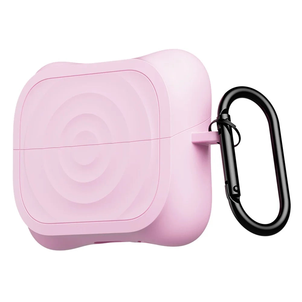 Silicone Case for Samsung Galaxy Buds3 FE / Buds3 Pro / Buds3 Wave Texture Earphone Protective Cover with Carabiner - Pink - 1